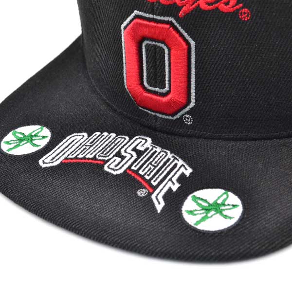 Ohio State Buckeyes Mitchell & Ness FRONT LOADED Snapback NCAA Hat- Black/Red