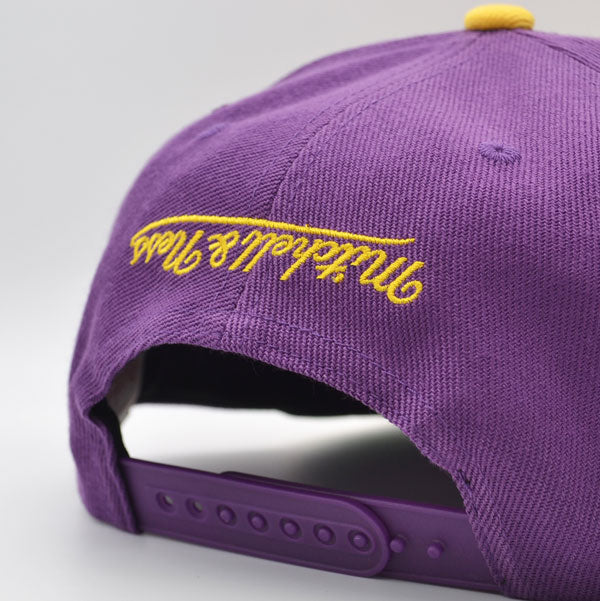 Los Angeles Lakers Mitchell & Ness NBA UPSIDE DOWN Snapback Hat - Purple/Yellow