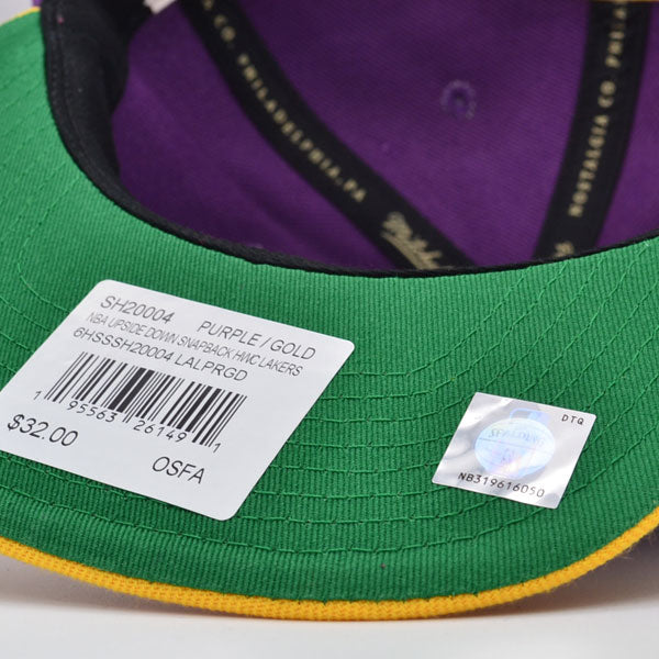 Los Angeles Lakers Mitchell & Ness NBA UPSIDE DOWN Snapback Hat - Purple/Yellow