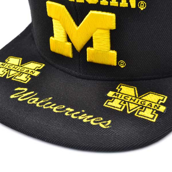 Michigan Wolverines Mitchell & Ness FRONT LOADED Snapback NCAA Hat- Black/Yellow