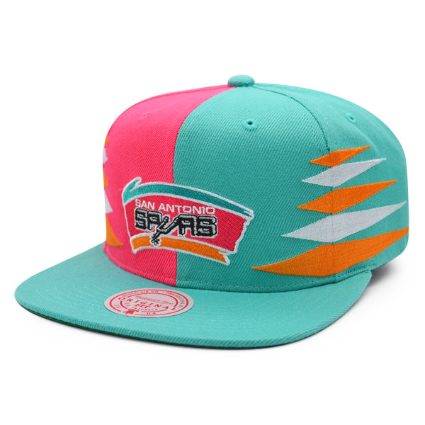 San Antonio Spurs Mitchell & Ness DIAMOND CUT Snapback HWC Hat - Teal/Pink