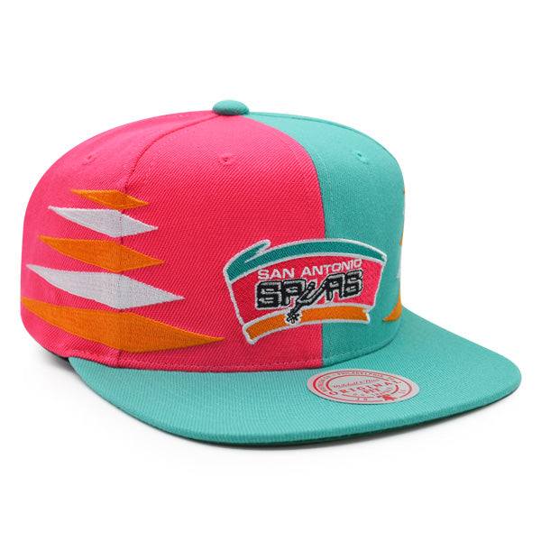 San Antonio Spurs Mitchell & Ness DIAMOND CUT Snapback HWC Hat - Teal/Pink