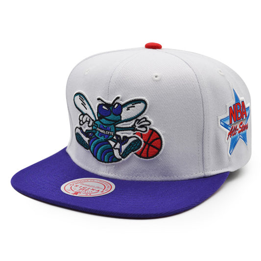 Charlotte Hornets 1991 ALL-STAR GAME Mitchell & Ness Snapback Hat - White/Purple