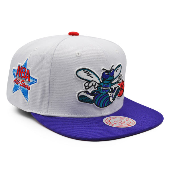 Charlotte Hornets 1991 ALL-STAR GAME Mitchell & Ness Snapback Hat - White/Purple