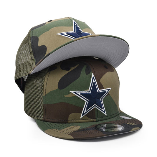 Dallas Cowboys New Era CAMO TRUCKER 9Fifty Snapback NFL Hat – Woodland Camo