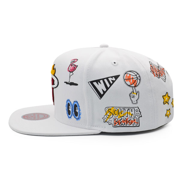 Miami Heat Mitchell & Ness HAND DRAWN Snapback Hat