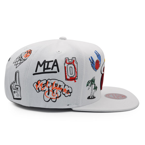 Miami Heat Mitchell & Ness HAND DRAWN Snapback Hat
