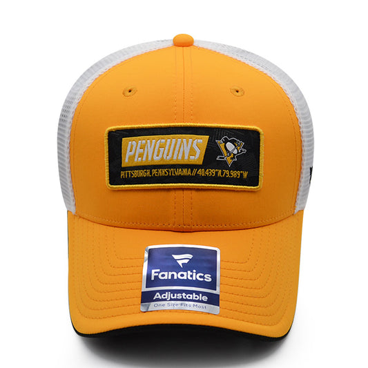 Pittsburgh Penguins Fanatics ICONIC Trucker Mesh NHL Snapback Hat - Gold/Black