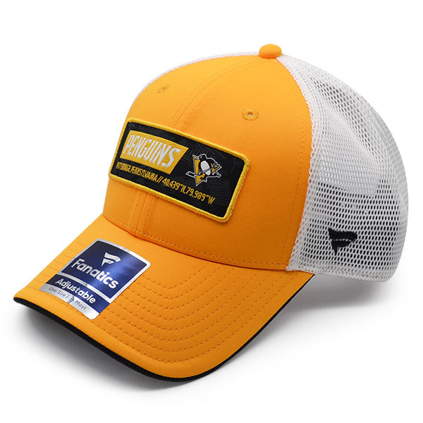 Pittsburgh Penguins Fanatics ICONIC Trucker Mesh NHL Snapback Hat - Gold/Black
