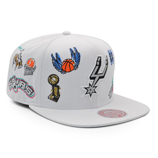 San Antonio Spurs Mitchell & Ness HAND DRAWN Snapback Hat