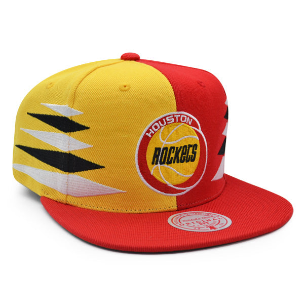 Houston Rockets Mitchell & Ness DIAMOND CUT Snapback HWC Hat - Red/Yellow