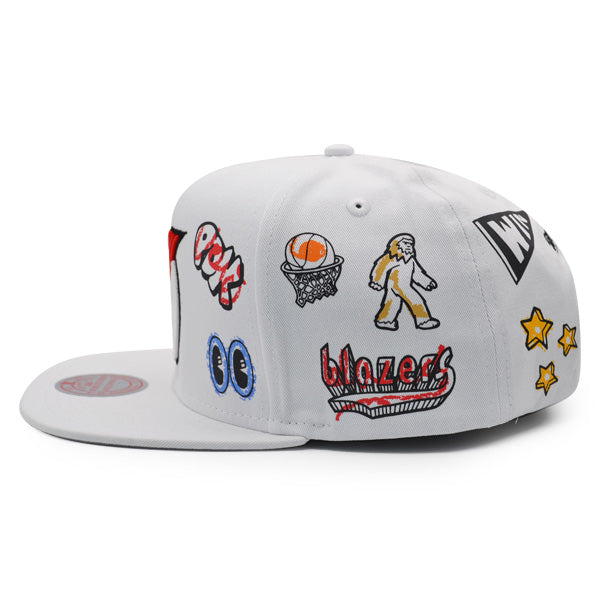 Portland Trailblazers Mitchell & Ness HAND DRAWN Snapback Hat