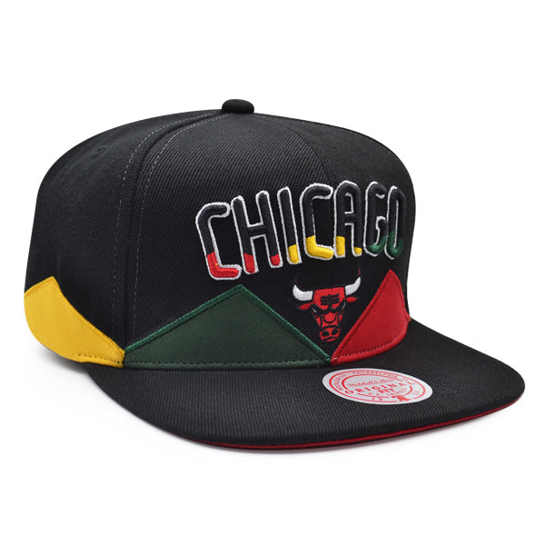 Chicago Bulls Mitchell & Ness BHM BLACK HISTORY MONTH Snapback NBA Hat - Black/Red/Green