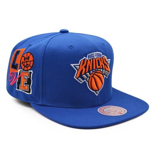New York Knicks Mitchell & Ness ALL LOVE Snapback Hat - Royal/Pink Bottom