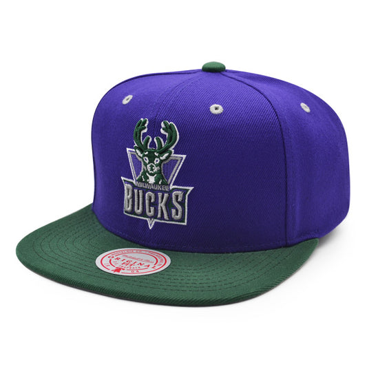 Milwaukee Bucks Mitchell & Ness RELOAD Snapback NBA Hat - Purple/Green/Gray Bottom