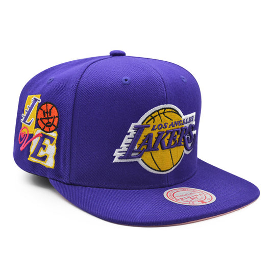 Los Angeles Lakers Mitchell & Ness ALL LOVE Snapback Hat - Purple/Pink Bottom