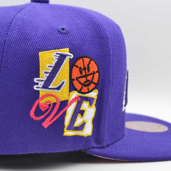 Los Angeles Lakers Mitchell & Ness ALL LOVE Snapback Hat - Purple/Pink Bottom