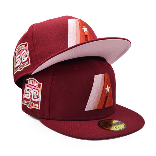 Houston Astros 50TH Anniversary RED VELVET Exclusive New Era 59Fifty Fitted Hat -Cardinal/Pink