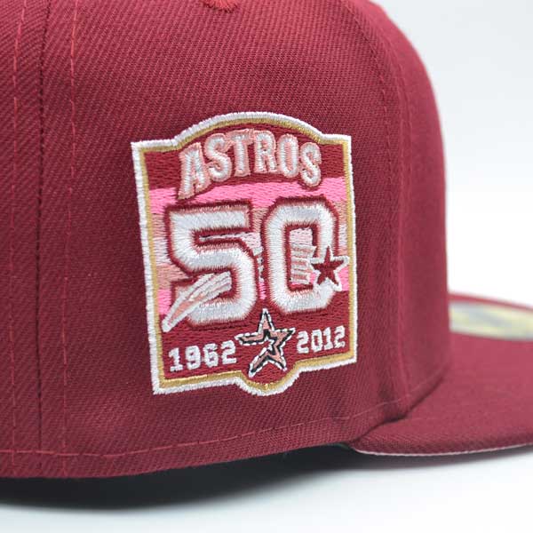 Houston Astros 50TH Anniversary RED VELVET Exclusive New Era 59Fifty Fitted Hat -Cardinal/Pink