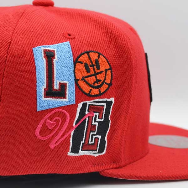 Chicago Bulls Mitchell & Ness ALL LOVE Snapback Hat - Red/Pink Bottom