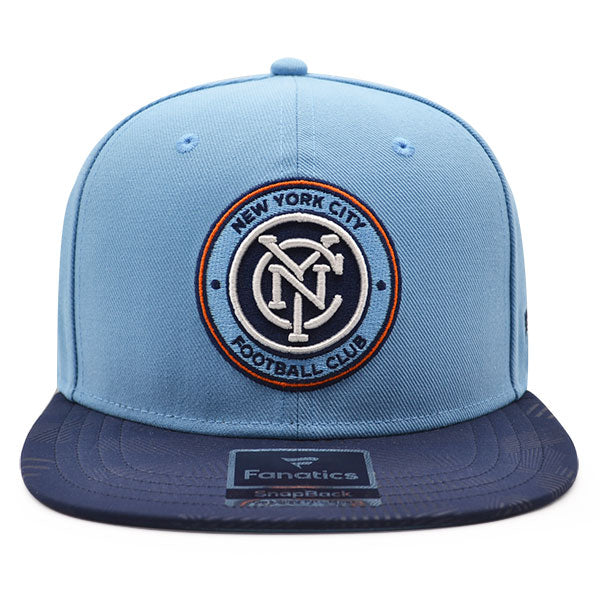 New York City FC Fanatics MLS Visor Mark Snapback Adjustable Hat - Light Blue/Navy