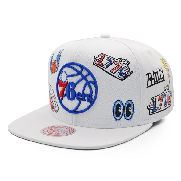 Philadelphia 76ers Mitchell & Ness HAND DRAWN Snapback Hat