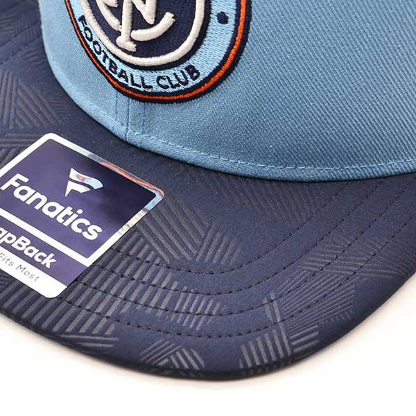 New York City FC Fanatics MLS Visor Mark Snapback Adjustable Hat - Light Blue/Navy