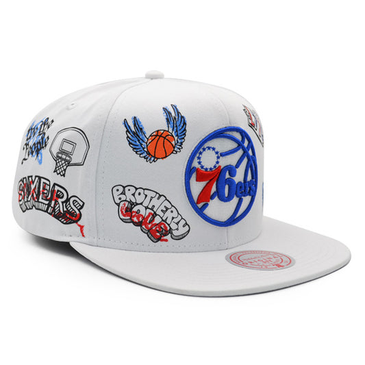 Philadelphia 76ers Mitchell & Ness HAND DRAWN Snapback Hat