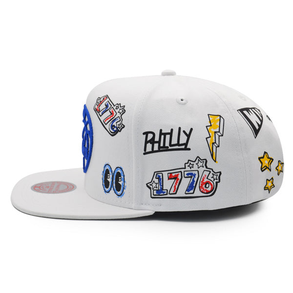 Philadelphia 76ers Mitchell & Ness HAND DRAWN Snapback Hat