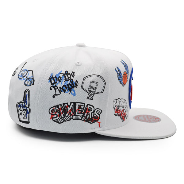 Philadelphia 76ers Mitchell & Ness HAND DRAWN Snapback Hat