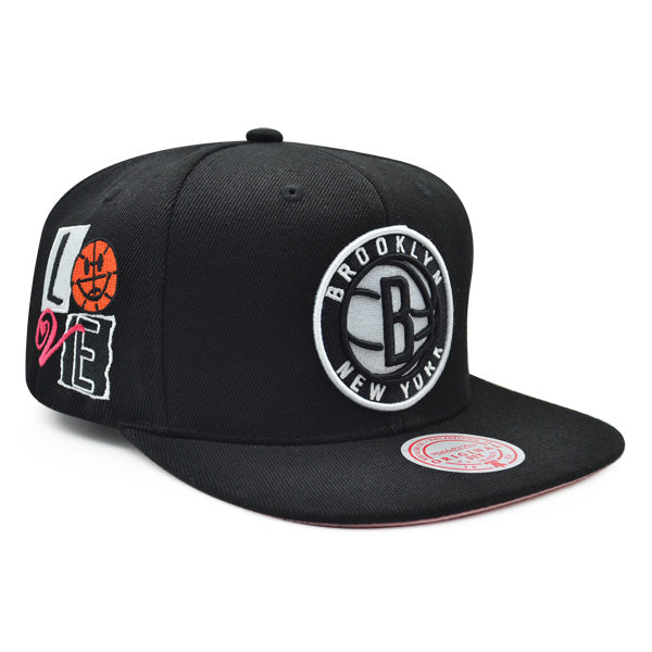 Brooklyn Nets Mitchell & Ness ALL LOVE Snapback Hat - Black/Pink Bottom