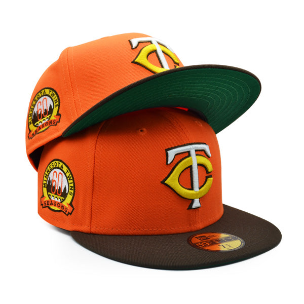 Minnesota Twins 60 SEASONS Exclusive New Era 59Fifty Fitted Hat – Orange/Brown