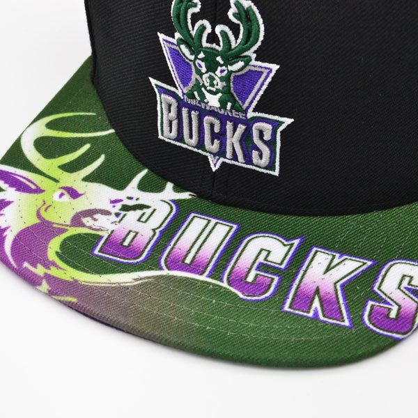 Milwaukee Bucks Mitchell & Ness SWINGMAN POP Snapback Hat - Black