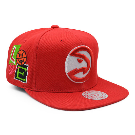 Atlanta Hawks Mitchell & Ness ALL LOVE Snapback Hat - Red/Pink Bottom