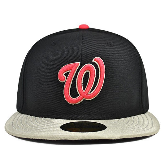 Washington Nationals CUSTOM Black/Lava Red FITTED 59Fifty New Era MLB Hat