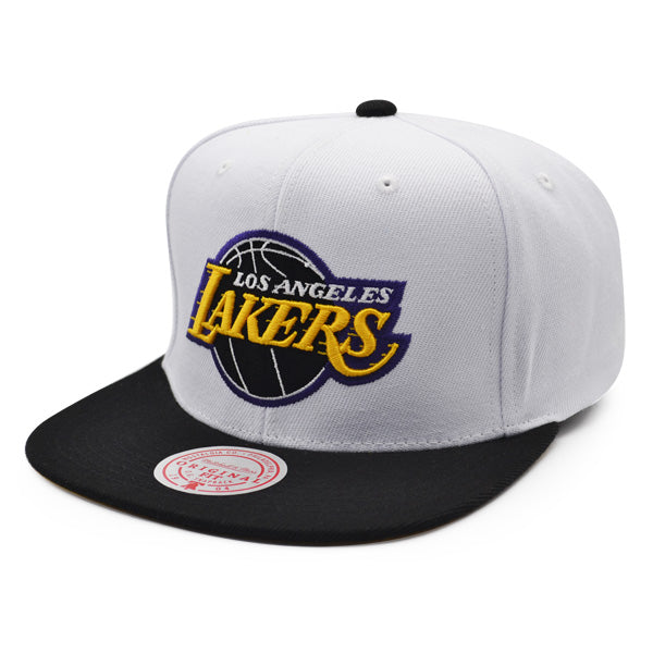 Los Angeles Lakers Mitchell & Ness RELOAD Snapback NBA Hat - White/Black/Yellow Bottom