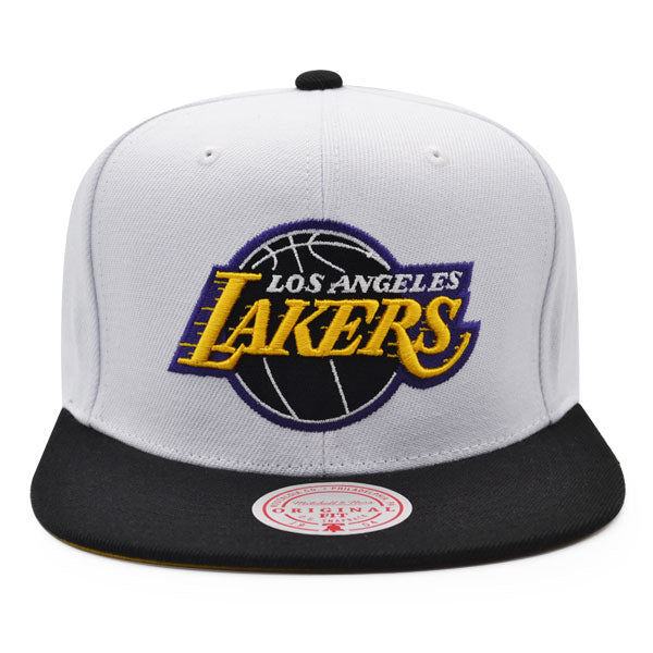 Los Angeles Lakers Mitchell & Ness RELOAD Snapback NBA Hat - White/Black/Yellow Bottom