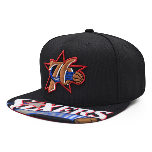 Philadelphia 76ers Mitchell & Ness SWINGMAN POP Snapback Hat - Black