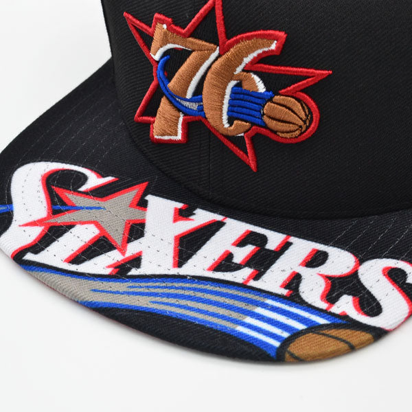 Philadelphia 76ers Mitchell & Ness SWINGMAN POP Snapback Hat - Black