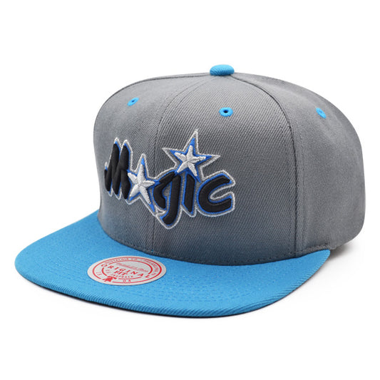 Orlando Magic Mitchell & Ness RELOAD Snapback NBA Hat - Gray/Blue/Black Bottom