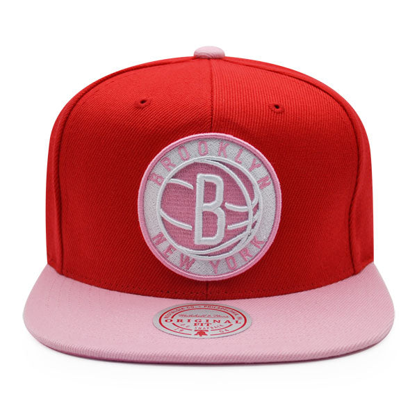 Brooklyn Nets NBA Mitchell & Ness SWEET HEART Snapback Hat - Red/Pink
