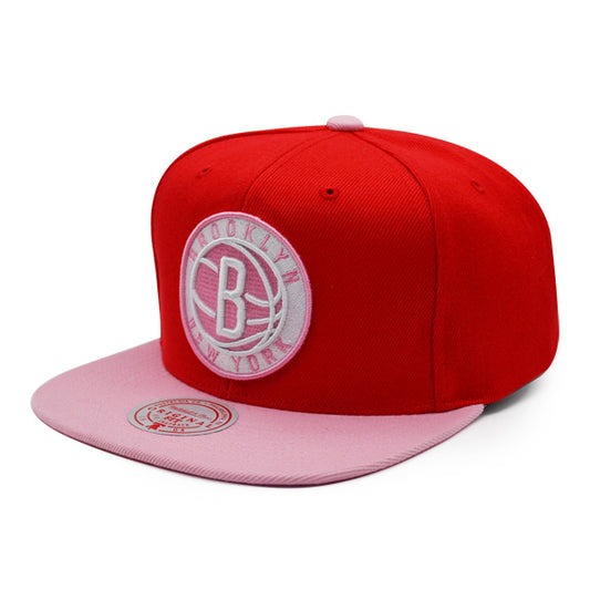 Brooklyn Nets NBA Mitchell & Ness SWEET HEART Snapback Hat - Red/Pink