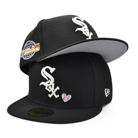 Chicago White Sox 2005 WORLD SERIES Exclusive TEAM HEARTS New Era Fitted 59Fifty MLB Hat -Black