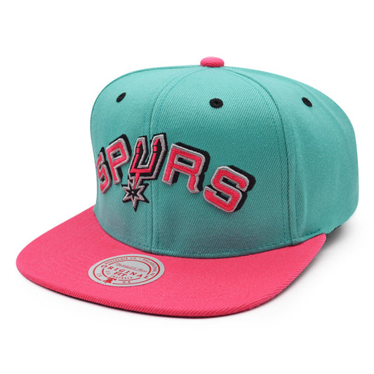 San Antonio Spurs Mitchell & Ness RELOAD Snapback NBA Hat - Teal/Pink/Black Bottom