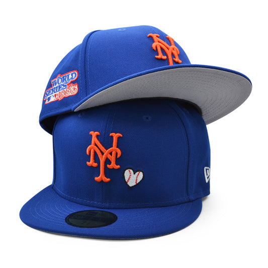 New York Mets 1986 WORLD SERIES Exclusive TEAM HEARTS New Era Fitted 59Fifty MLB Hat - Royal
