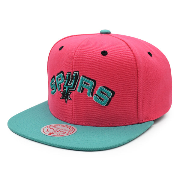 San Antonio Spurs Mitchell & Ness RELOAD Snapback NBA Hat - Pink/Teal/Black Bottom