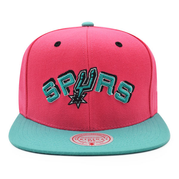 San Antonio Spurs Mitchell & Ness RELOAD Snapback NBA Hat - Pink/Teal/Black Bottom