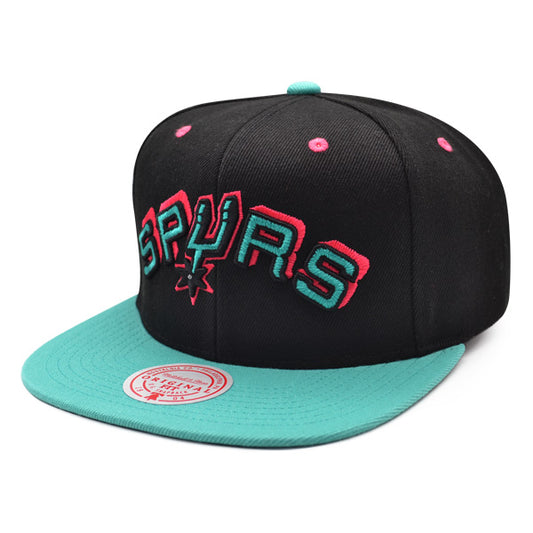 San Antonio Spurs Mitchell & Ness RELOAD Snapback NBA Hat - Black/Teal/Pink