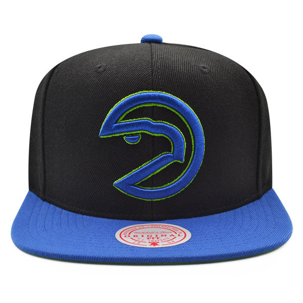 Atlanta Hawks Mitchell & Ness RELOAD Snapback NBA Hat - Black/Royal/Lime Bottom