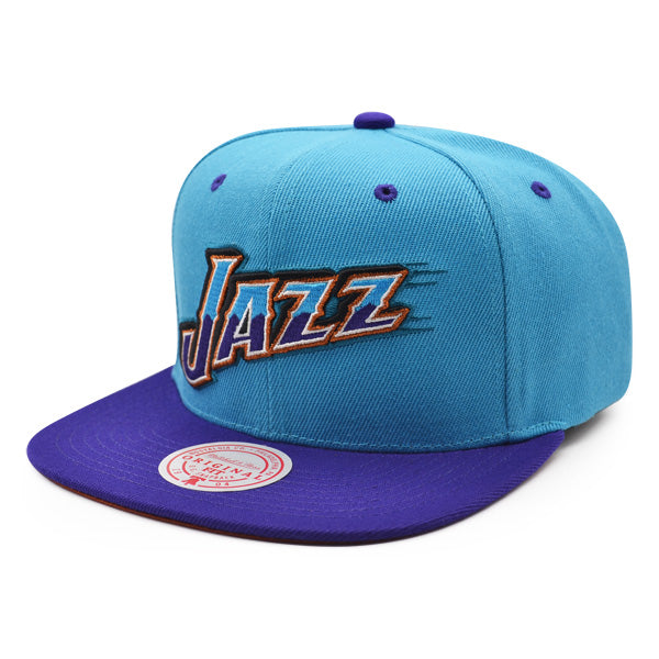 Utah Jazz Mitchell & Ness RELOAD Snapback NBA Hat - Vice Blue/Purple/Copper Bottom